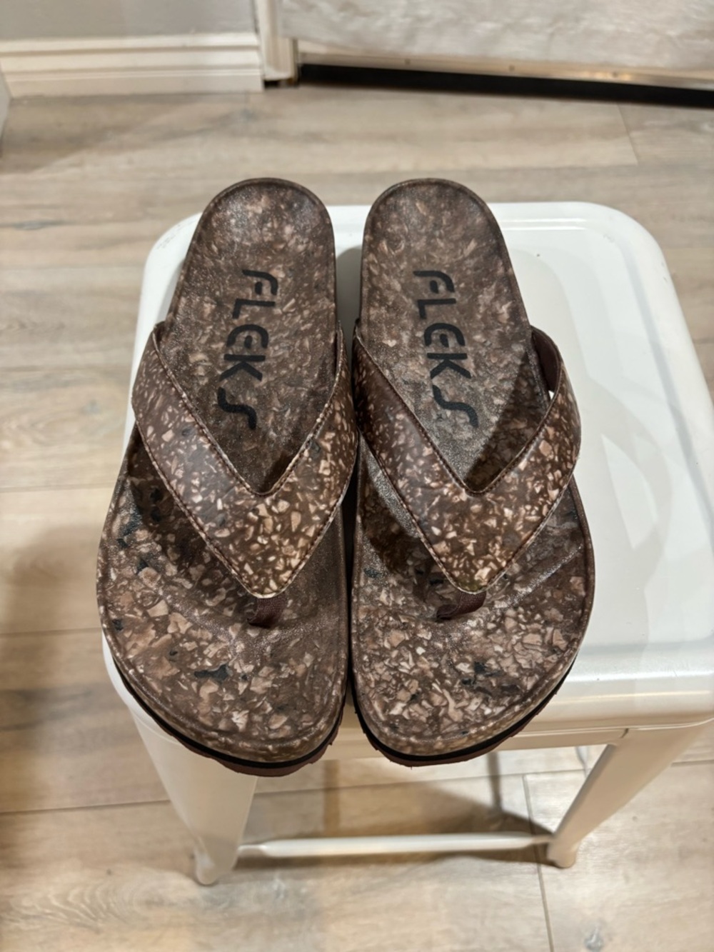 Men's Brown Patterned Flip-Flop Sandals by